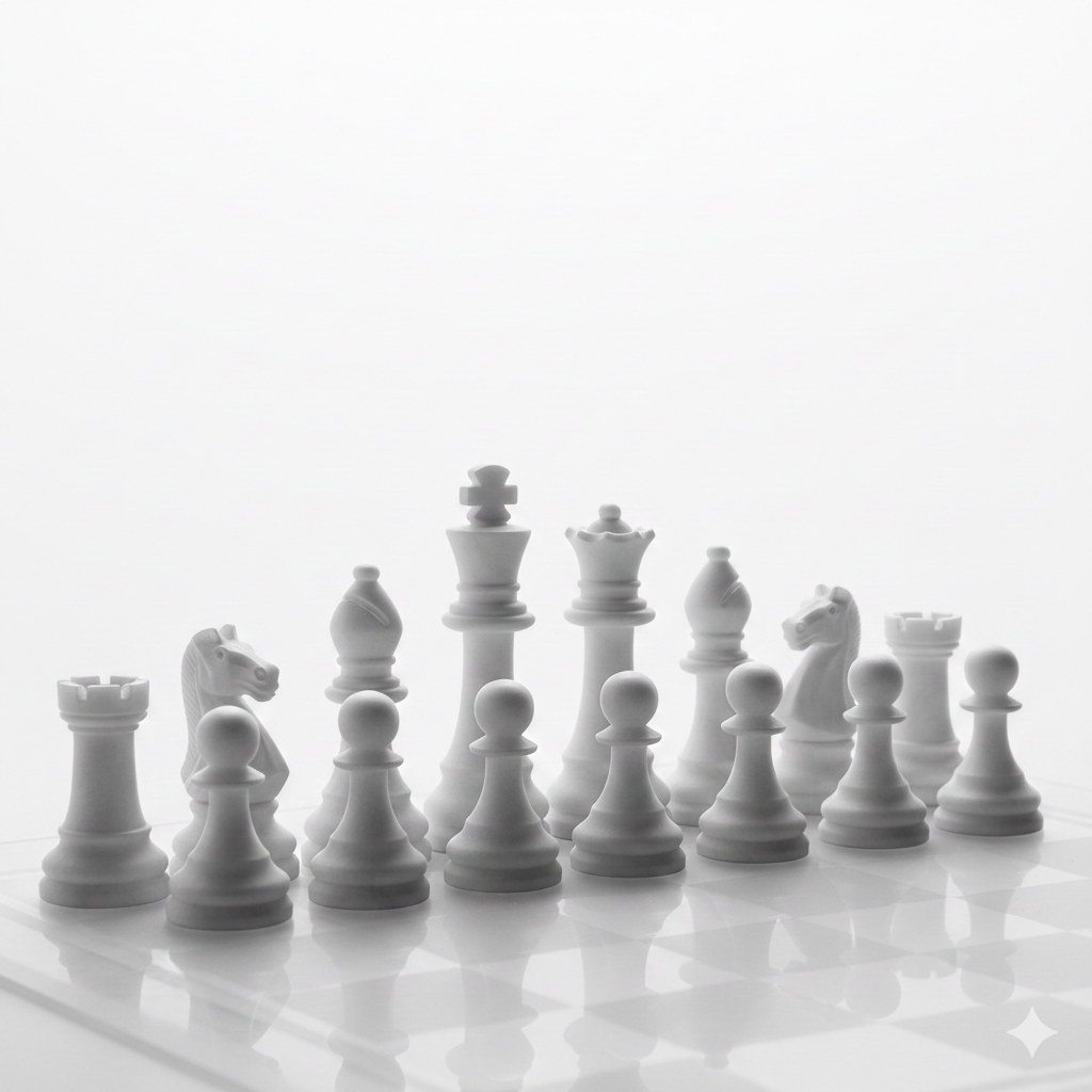 A chess board mid-game